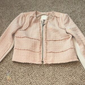 Rebecca Taylor Blush Pink Tweed Zip Jacket 6